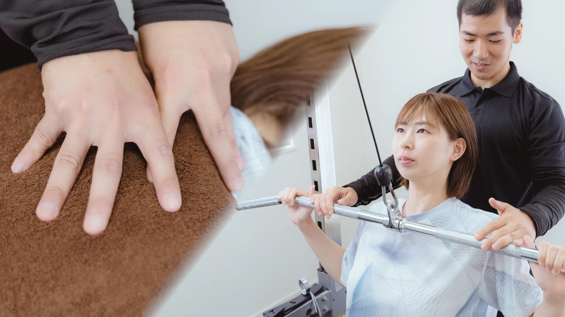北野田のパーソナルジム「チョフィット」のリラクゼーション整体とトレーニングの様子